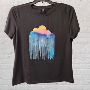 Emery Rose T-Shirt Black Multicolor Cloud Sz XL Women